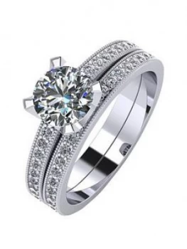 Image of Moissanite Platinum 1.4ct Two Piece Bridal Set, Platinum, Size J, Women