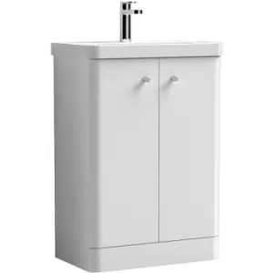 Image of Core Gloss White 600mm 2 Door Vanity Unit and Basin with 1 Tap Hole - COR106 - Gloss White - Nuie
