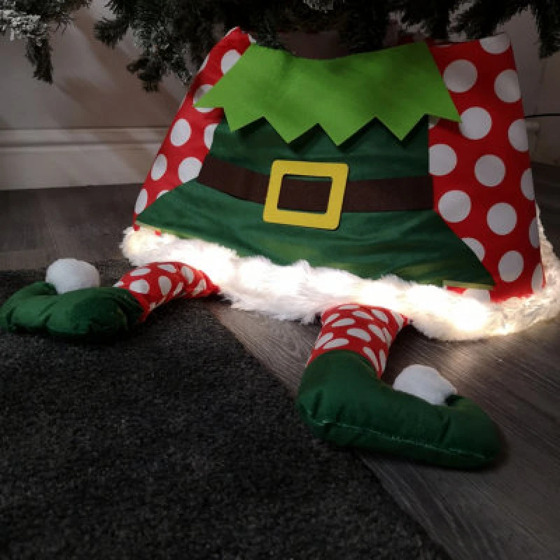 Image of Samuel Alexander 60Cm Elf USB LED Fabric Christmas Tree Skirt With Timer Function In Warm White