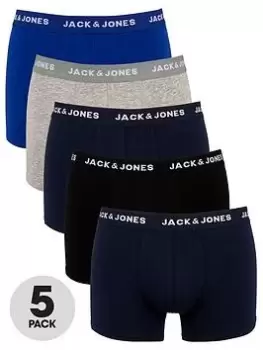 Image of Jack & Jones 5 Pack Trunks, Black/Blue/Grey, Size S, Men