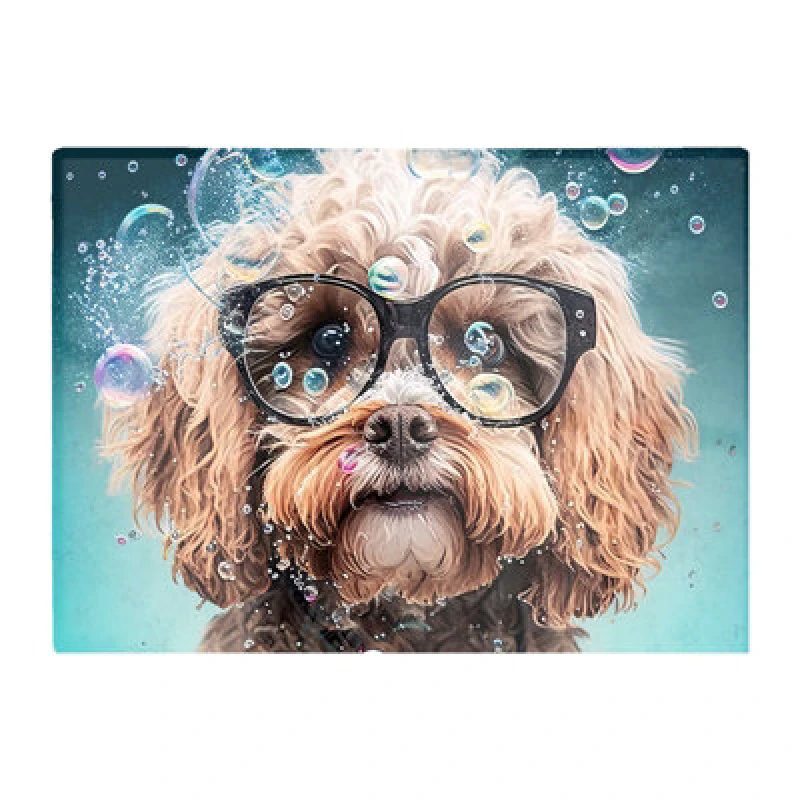 Image of Warren Reed Designer Cavapoo Dog With Glasses Splashart Chopping Board