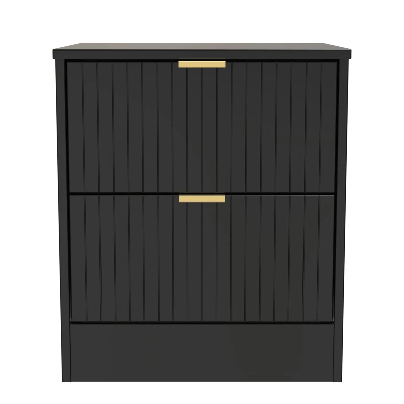 Image of Studio Nashville 2 Drawer Bedside Cabinet - Deep Black & Black Deep Black & Black S