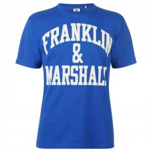 Image of Franklin and Marshall Print T Shirt - Nautical Blue