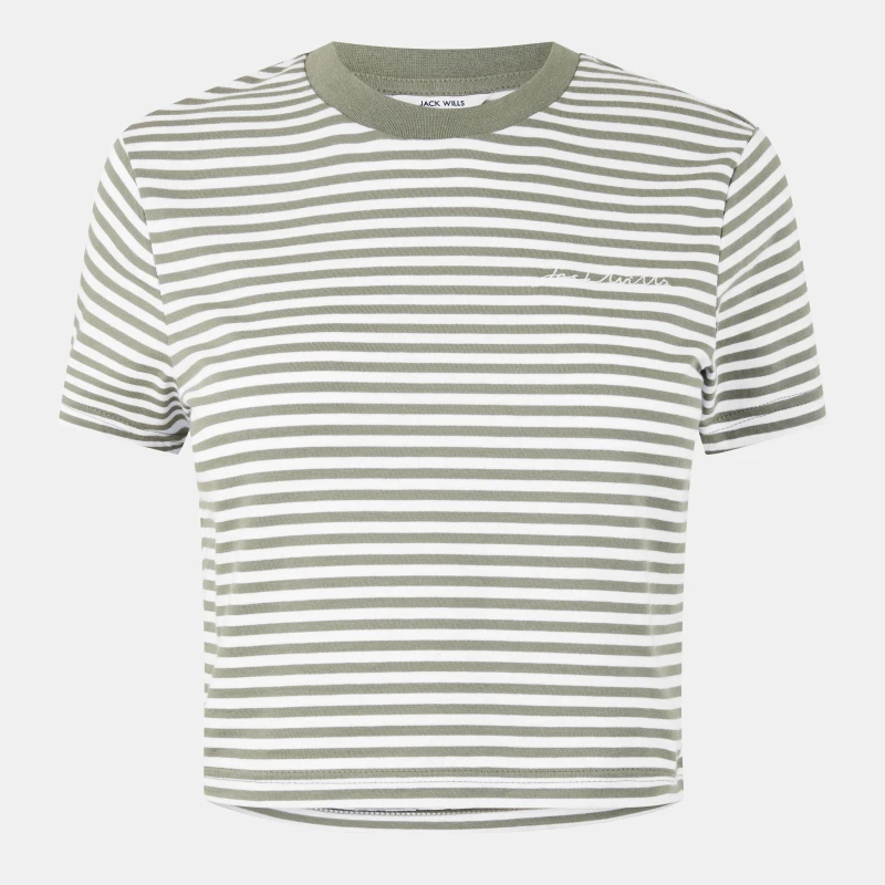 Image of Jack Wills Striped Baby Tee Cropped T-Shirts 8 (XS) Multi 64625999310