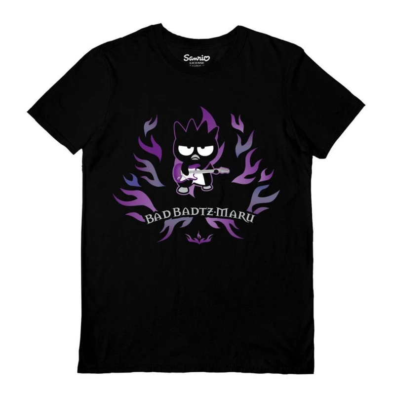 Image of Sanrio Mens Badtz-Maru Rocker T-Shirt in Black Size: Small Black Male S