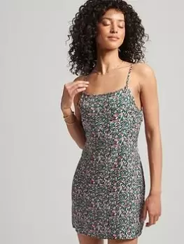 Image of Superdry Vintage Classic Camo Ditsy Mini Dress - Pink, Size 14, Women