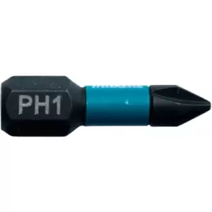 Image of Makita Impact Rated 25mm Black Bit PH1 (2 Pk)