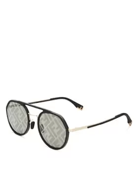 Image of Fendi Brow Bar Round Sunglasses, 51mm