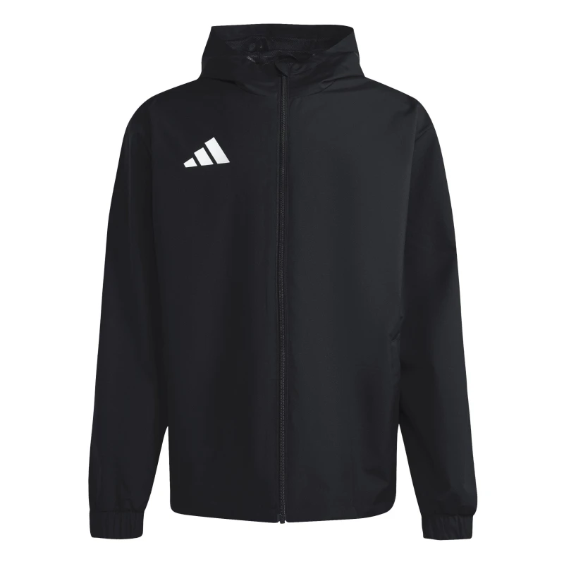 Image of adidas Mens Entrada 22 All Weather Water and Wind Resistant Rain Anorak Black/White male L