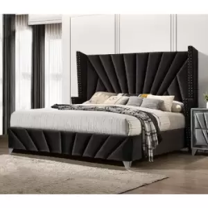 Image of The Premiere Upholstered Beds - Plush Velvet, King Size Frame, Black - Black