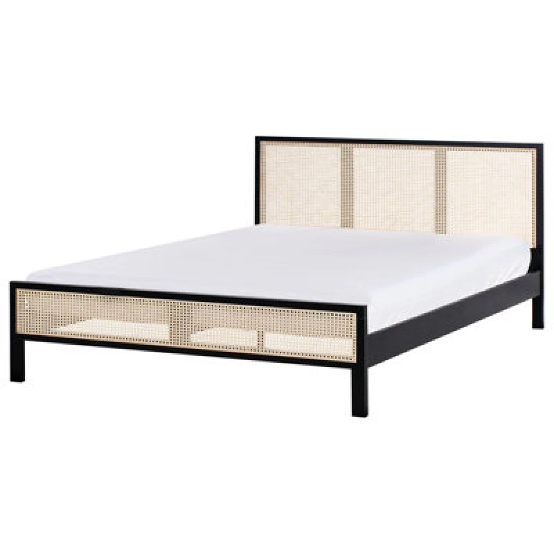 Image of Beliani Bed Pine Wood Salernas 160 X 200 Cm (Eu King Size) Black
