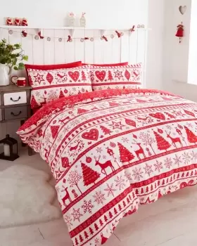 Image of Noel Christmas Duvet Set - Red - Double - TJ Hughes