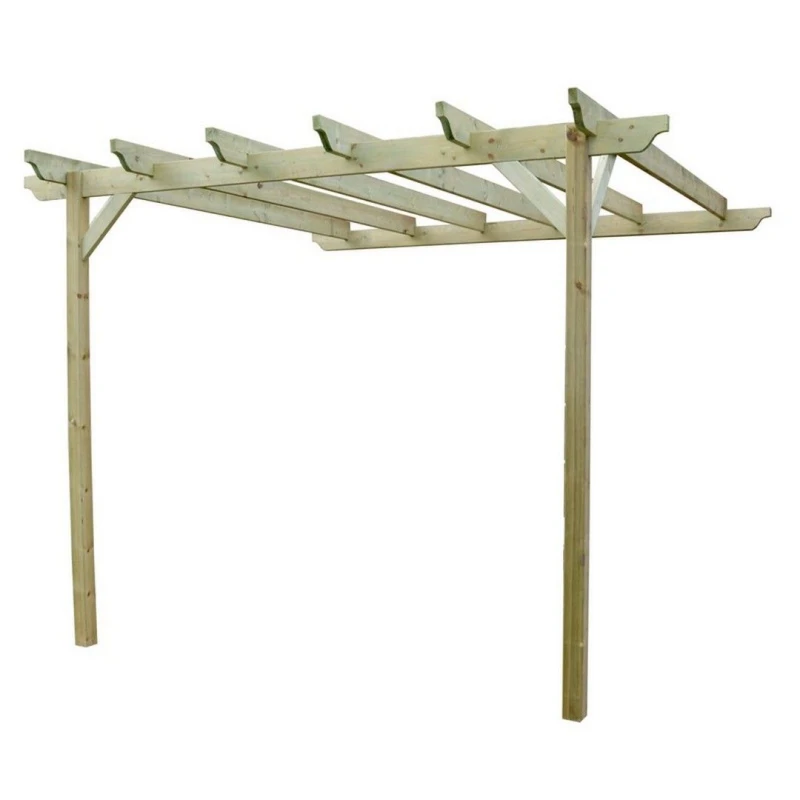 Image of Rutland County Garden Furniture Ltd Wall Mounted Garden Pergola, Wood, L360 x W360 x H270 cm, Rustic Brown in Light Green Light Green Unisex