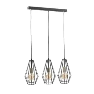 Image of Lex Bar Pendant Ceiling Light Gold, 60cm, 3x E27