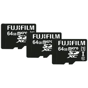 Image of Fujifilm MicroSDXC 64GB UHS-I Class 10 Memory Card inc Adapter 3 Pack