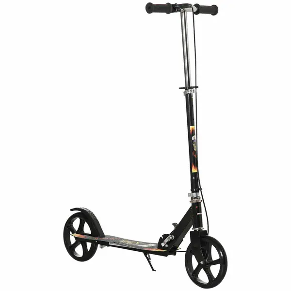 Image of Homcom Foldable Kick Scooter W/ Adjustable Height, Break, Big Wheels Black