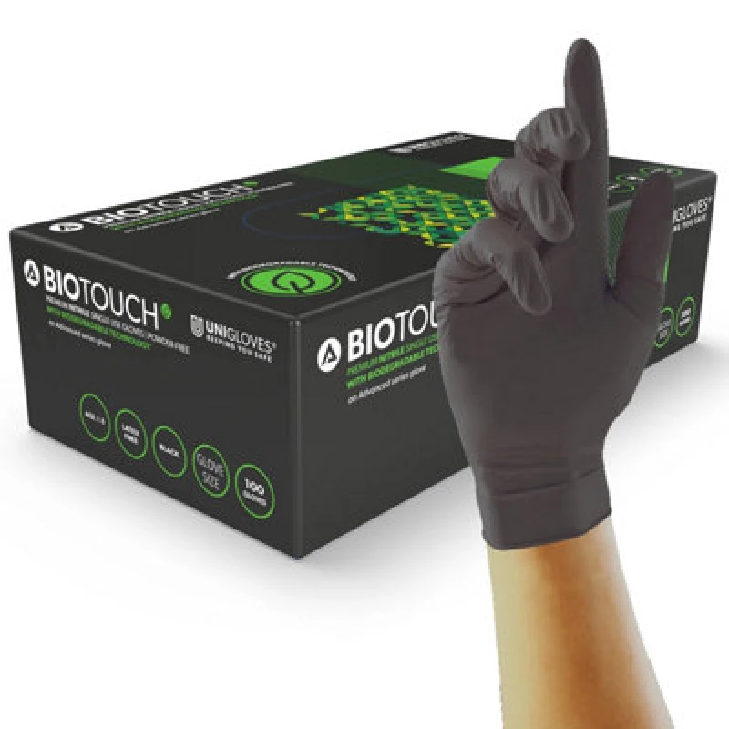 Image of Biotouch Single Use Glove Black Nitrile Powder Free Size Medium (100 pack)