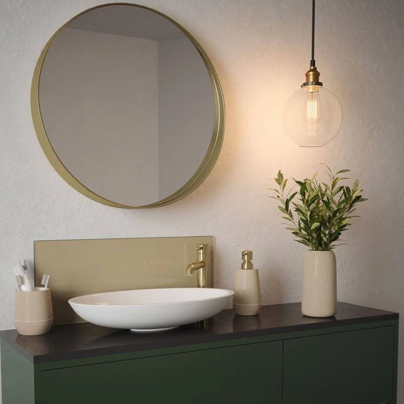 Image of Light Gold Glass Bathroom Splashback 250 X 500 X 4Mm, Gold SB50771