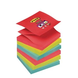 Image of Post it Super Sticky Z Notes 76 x 76mm Bora Bora Collection Pack of 6