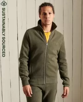 Image of Superdry Mens Organic Cotton Vintage Logo Zip Track Top Khaki / Olive Marl - Size: S