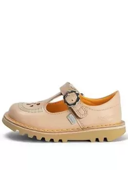 Image of Kickers Kick T Bar Flower Shoe, Beige, Size 8 Younger