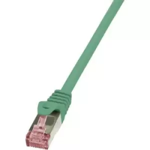 Image of LogiLink CQ2045S RJ45 Network cable, patch cable CAT 6 S/FTP 1.50 m Green Flame-retardant, incl. detent