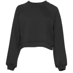 Image of Bella + Canvas Womens/Ladies Raglan Crop Sweatshirt (M) (Dark Grey Heather)