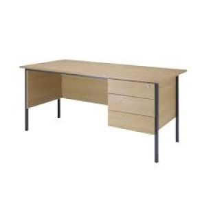 Image of Serrion Ferrera Oak 1500mm Four Leg Desk with Three Drawer Pedestal