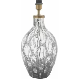 Image of Large Charcoal Tinted Glass Table Lamp Light Base - Antique Brass Metalwork