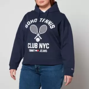 Image of Tommy Jeans Curve Womens Curve Relaxed Tennis Club Hoodie - Twilight Navy - XXXL