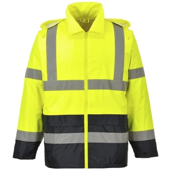 Image of Portwest - H443YBRM - sz M Hi-Vis Classic Contrast Rain Jacket - Yellow/Blue