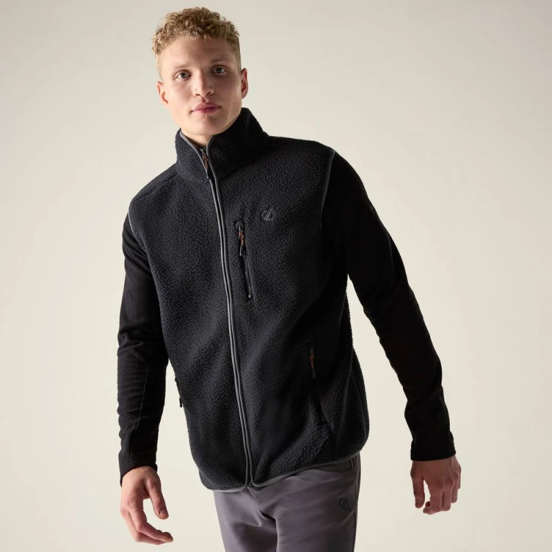 Image of Dare 2b Mens Camber Full Zip Fleece Gilet in Jet Black Size: Medium Jet Black Male M