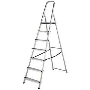 Image of Werner High Handrail 7 Tread Aluminium Stepladder