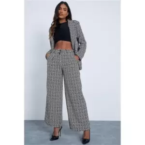 Image of I Saw It First Black Geometric Print High Tailored Co-Ord Trousers - Black