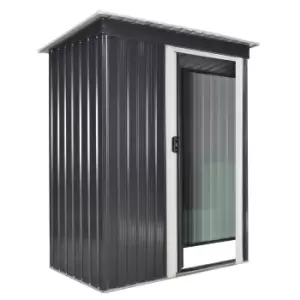Image of Outsunny 2 x 3ft Garden Storage Shed with Sliding Door and Sloped Roof Outdoor Equipment Tool Backyard, Black