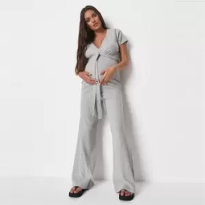 Image of Missguided Maternity Wrap Jumpsuit - Grey