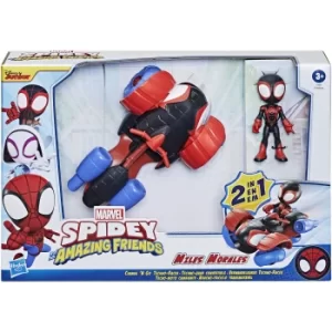 Image of Hasbro Marvel Spidey and His Amazing Friends 2 in 1 Techno Racer Toy