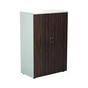 Image of Jemini Wooden Cupboard 800x450x1200mm WhiteDark Walnut KF810292