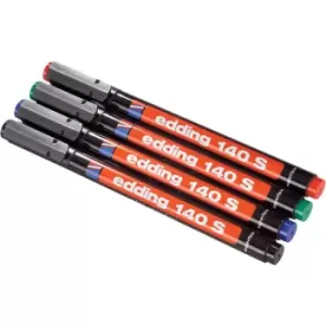 Image of Edding 04140-4000 E-140 S OHP Marker 4x Set 0.3mm Black, Red, Blue...