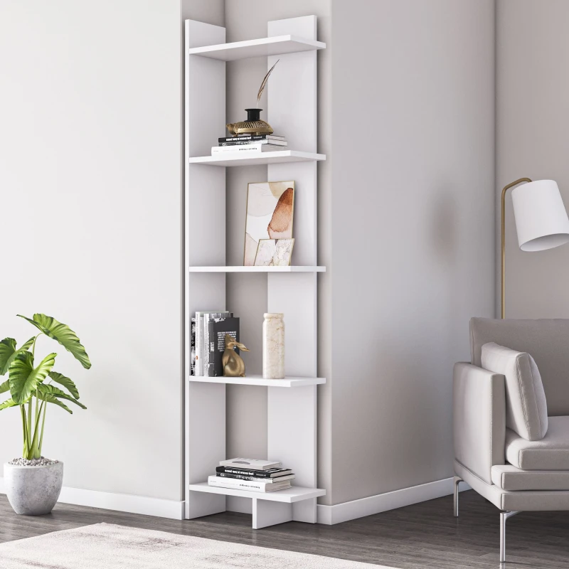Image of Decorotika Alice Corner Bookcase Bookshelf Shelving Unit White