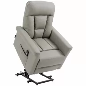 Image of HOMCOM Power Lift Chair PU Leather Recliner Sofa Chair With Remote Control, Side Pocket, Grey