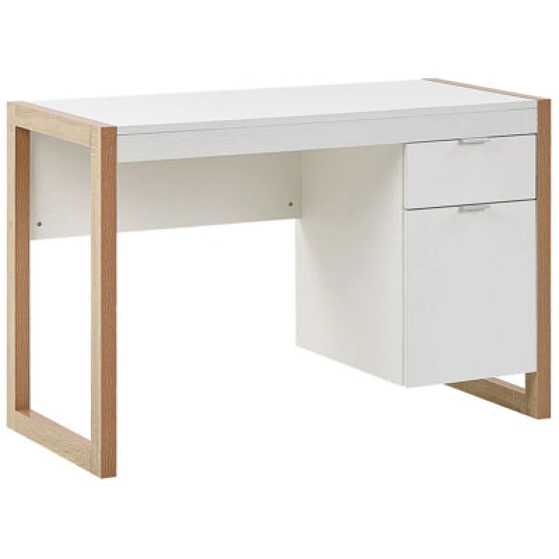 Image of Beliani Home Office Desk Johnson Brown/ White 112cm 50 Cm With Storage