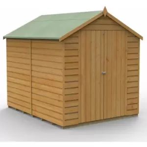 Image of 8' x 6' Forest Shiplap Dip Treated Windowless Double Door Apex Wooden Shed (2.42m x 1.99m) - Golden Brown