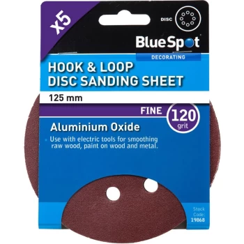Image of Bluespot - 19868 125mm 5 Pack 120 Grit Sanding Disc