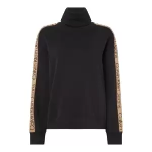 Image of Calvin Klein Jeans Logo Tape Sleeves Roll Neck - Black