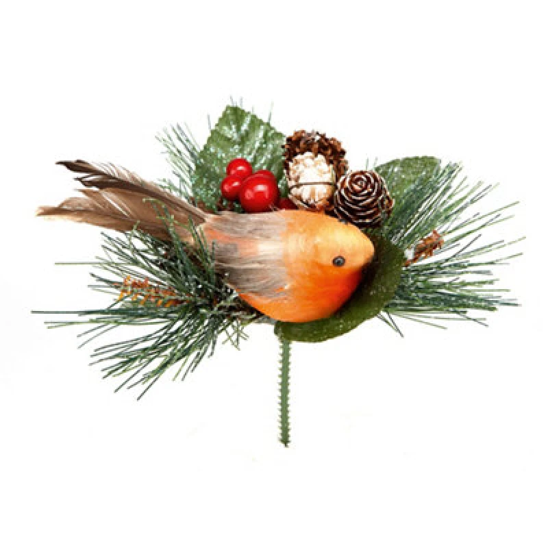 Image of Premier Decorations 15cm Robin With Pine Cone Pick AC082320