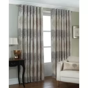 Image of Riva Home Oakdale Tree Design Eyelet Curtains (66 x 72" (168 x 183cm)) (Silver)