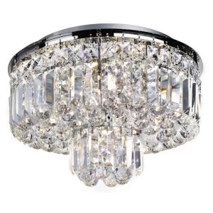 Image of 5 Light Flush Ceiling Light Chrome, Crystal, G9