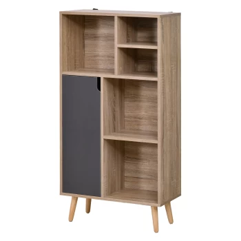 Image of HOMCOM Freestanding Storage Cabinet w/ Wood Legs 5 Compartments Cupboard Home Office Organisation Stylish Bedroom Hallway Furniture - Grey