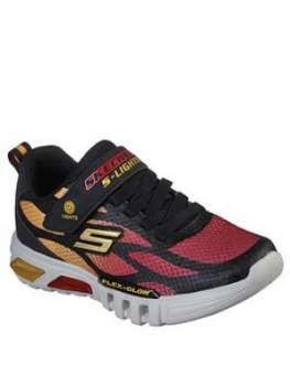 Image of Skechers Boys Flex Glow Trainers - Black/Red, Size 13 Younger